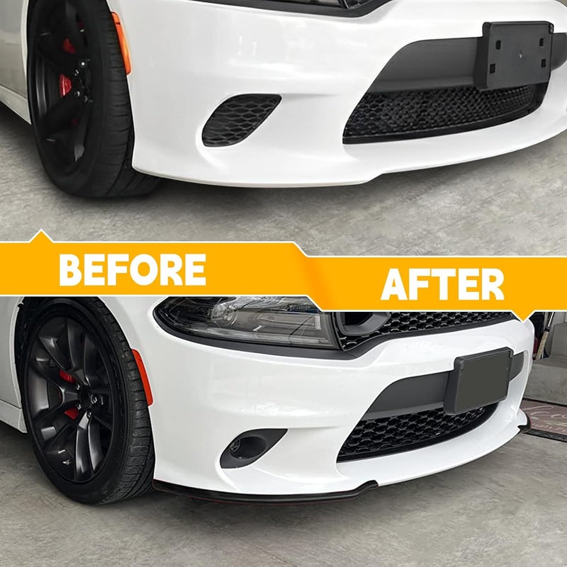 TENGBASE Front Splitter Protector for 2015-2023 Dodge Charger, Replacement Lip Spoiler Compatible with SRT 392/Scat Pack/RT/GT Trims (Black) - Image 5